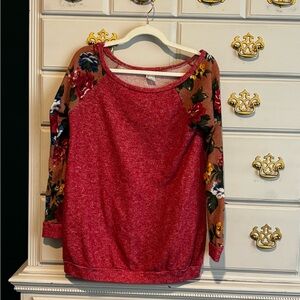 Pink scoop neck sweater or off the shoulder. Size S.